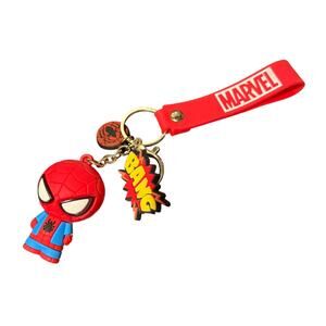 Spider-Man Marvel 3" Figural Rubber Keychain with Wristlet and Charm